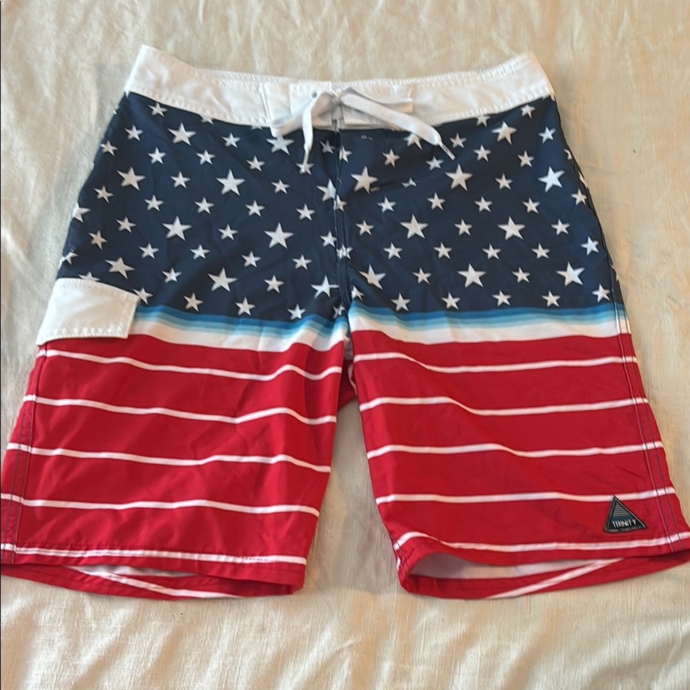 Hurley Red, White, and Blue Star Swim Shorts